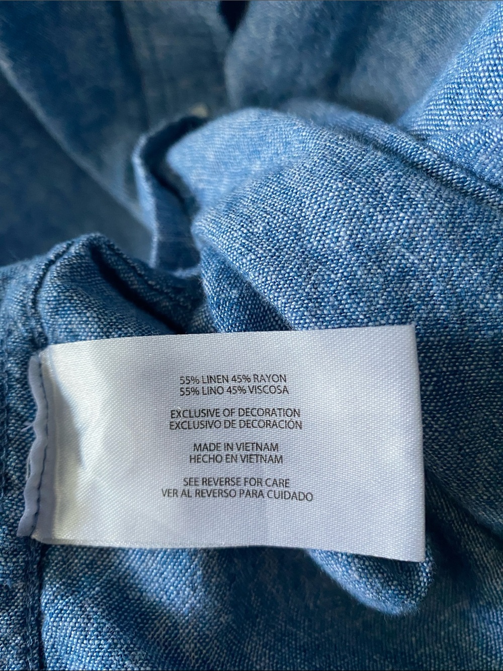 GAP Blue Linen-Blend Button-Down Shirt - Picture 3 of 5